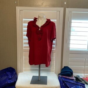 Ralph Lauren Red Ruffled Blouse